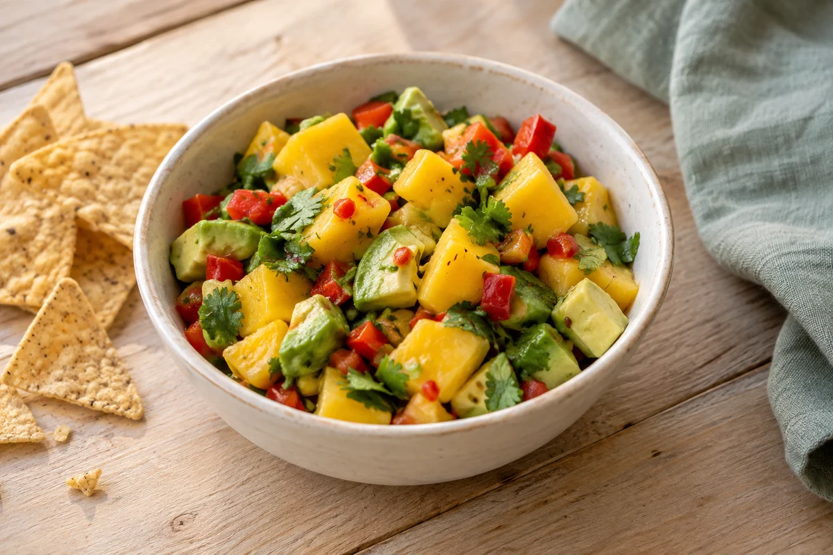 Mango meets avocado: prepared recipe serving suggestion